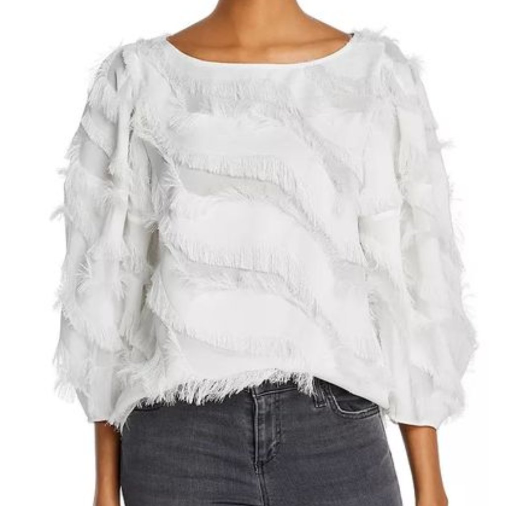Joie Kinzie Fringed Top White Sz S